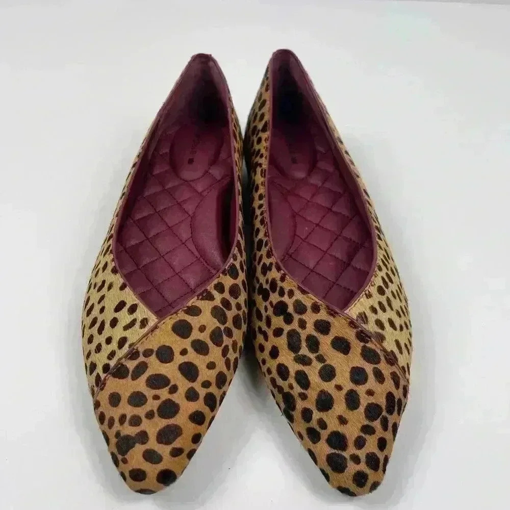 BIRDIES The Goldfinch Faux Animal Hair Cheetah Womens 6 Nonslip Sandal Pointed - Picture 4 of 14